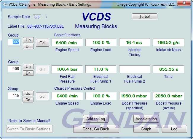 VCDS - Live Data Measuring Blocks